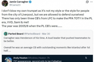 平庸之辈？卡拉格：我当年进PFA最佳阵啥概念？击败一堆顶尖传奇