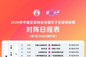 全国女足锦标赛第三轮于2026年4月7日在广东省珠海市和佛山市进行