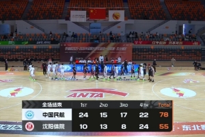 中国民航轻取沈阳体院夺东北赛区第九！班步17分 崔雍鑫14+6