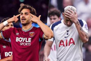 热刺近18年来首次跌入降级区 英超21轮后西汉姆拿了18分热刺仅3分