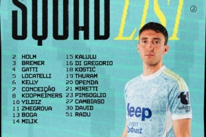 尤文对阵亚特兰大名单：伊尔迪兹、戴维在列，佩林、DV9缺席