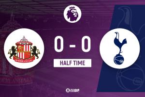 半场-热刺0-0桑德兰  扎卡远射造险穆阿尼造点取消金斯基精彩扑救