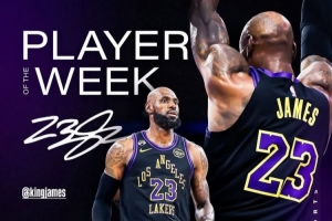 詹姆斯转发海报庆祝自己第70次当选周最佳球员：